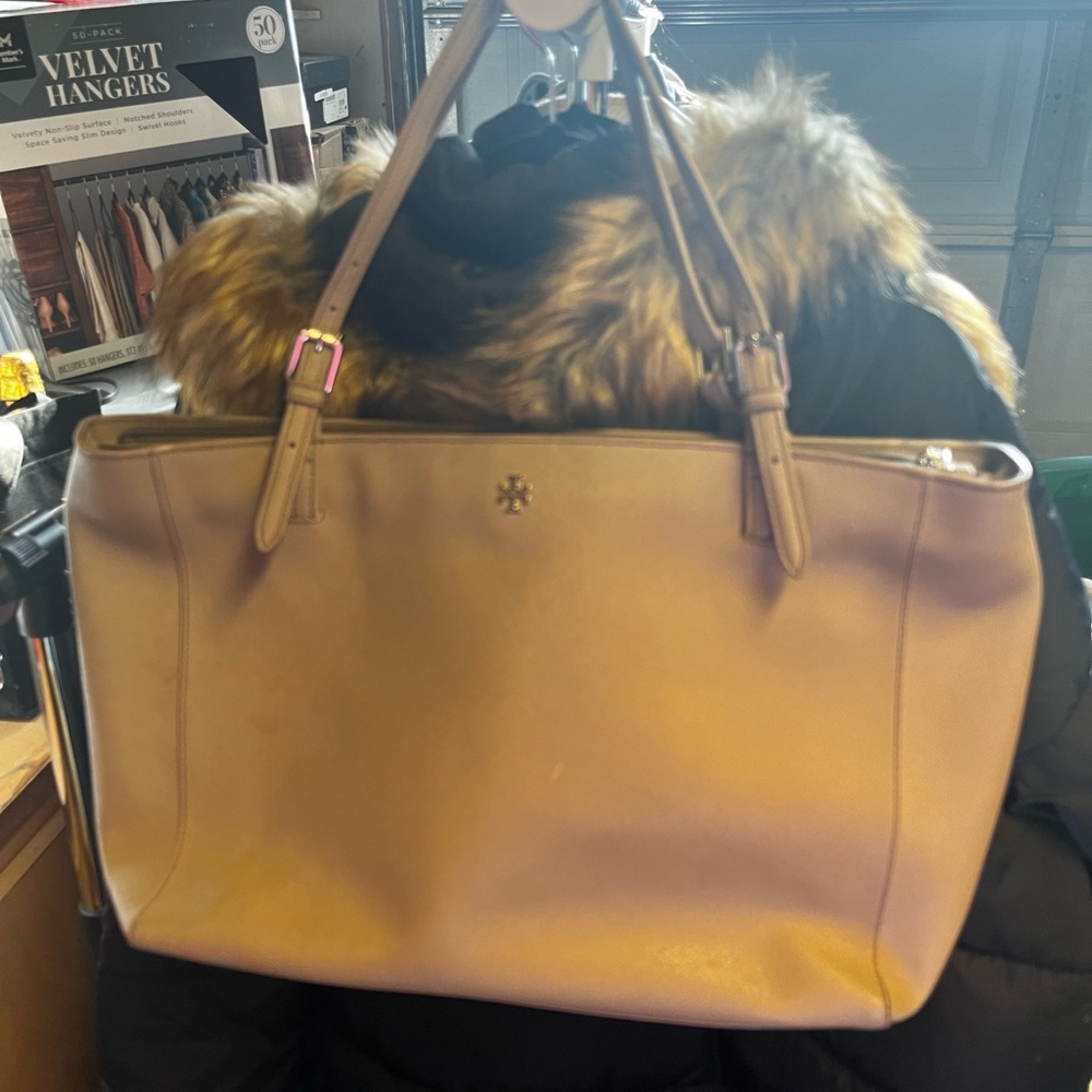 Tory Burch Gray Leather Tote Bag